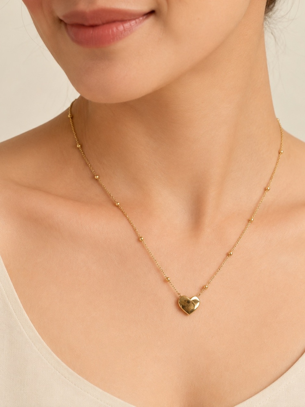 Delicate Gold Heart Pendant Necklace for Women Steel 316L